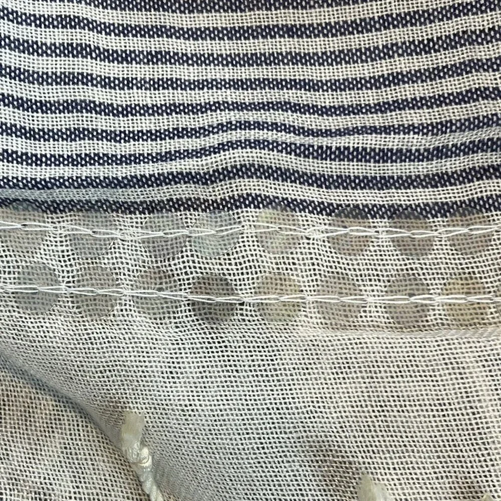 Chico's Nautical Stripe Straight Oblong Scarf Blue Natural Stripe‎ NWT
